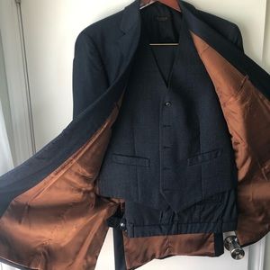 Jos. A. Bank 3 Piece Navy Blue Suit